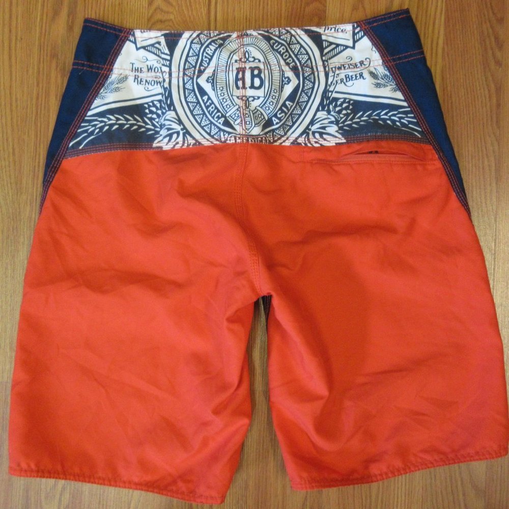 BUDWEISER UNLINED POLYESTER SWIM SHORTS Sz 30 - Picture 4 of 4